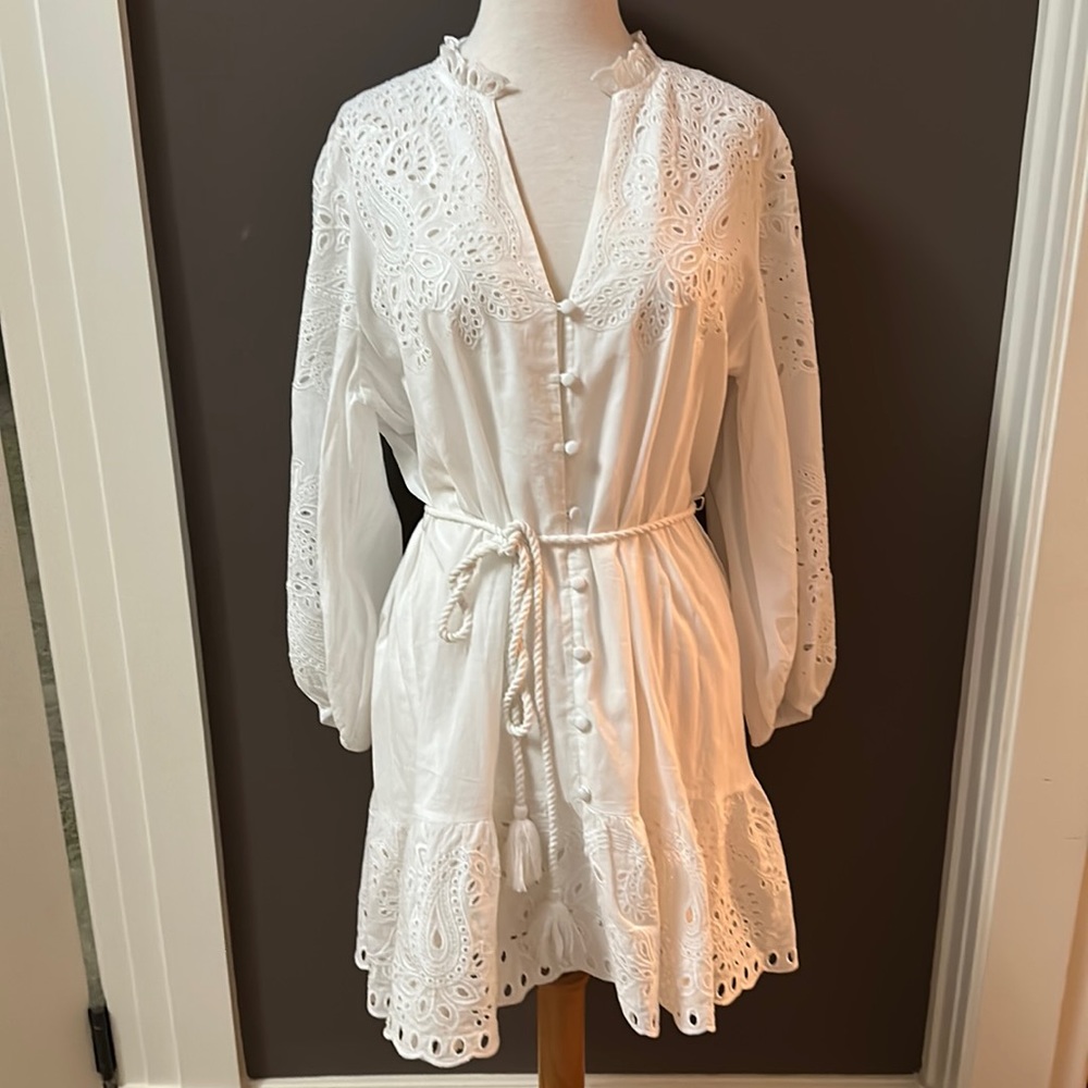 Intermix brand new NWT WHITE COTTON EYELET DRESS with slip.